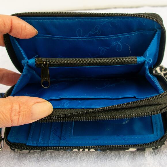 VERA BRADLEY Canterberry Cobalt Zip Around Wallet Clutch Wristlet Crossbody - Picture 7 of 7